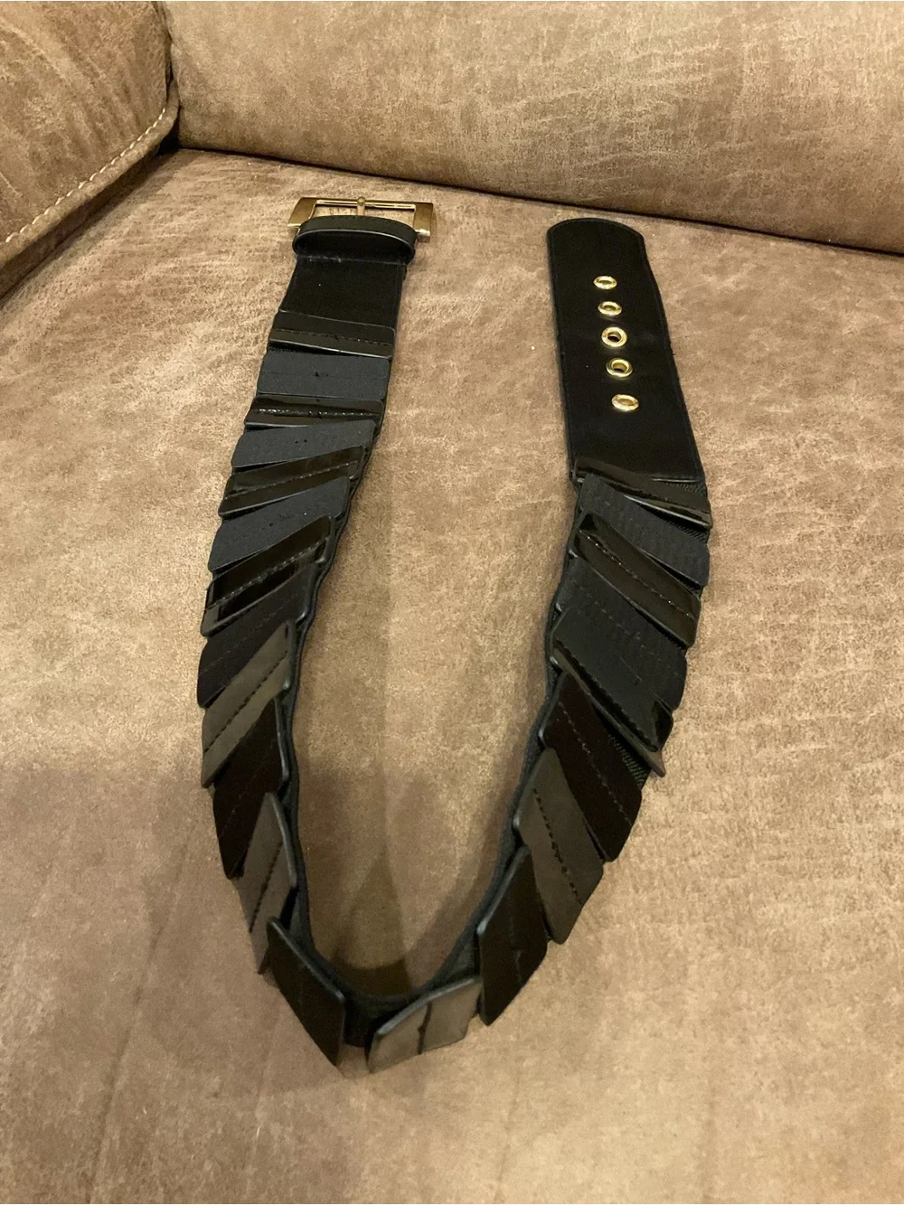 Carlisle Black Stretchy Belt with Gold Buckle XS